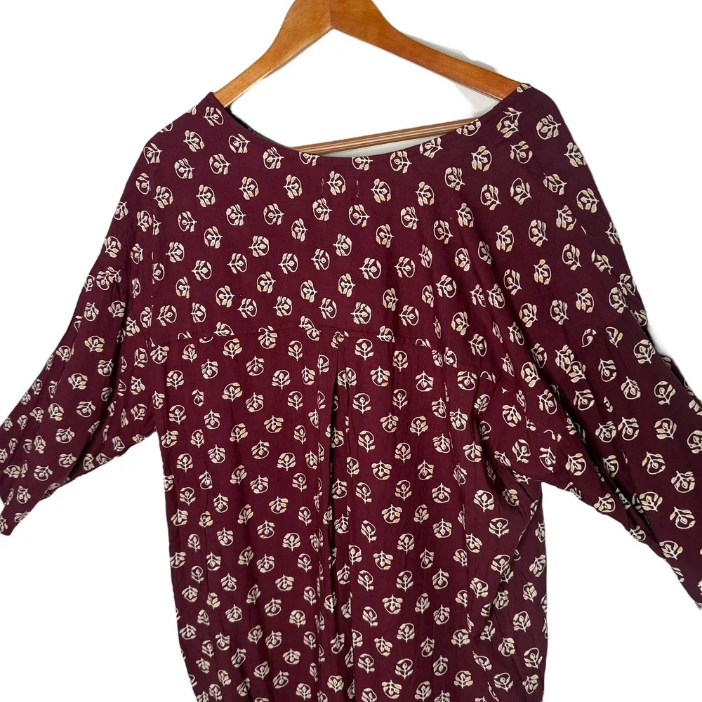 Old‎ Navy Womens XL Short Tunic Dress Floral Print Maroon Casual BOHO Festival